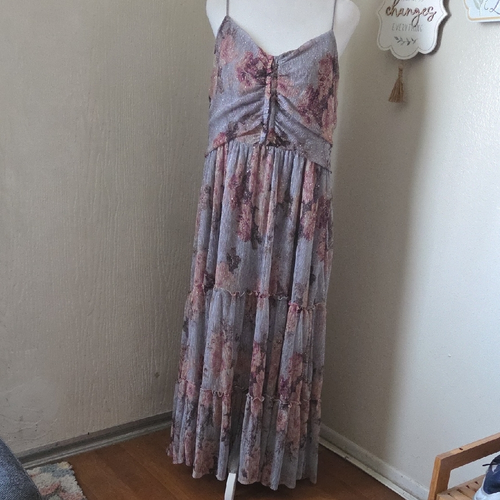 Chelsea28 Floral Maxi Dress - Pink and Gray